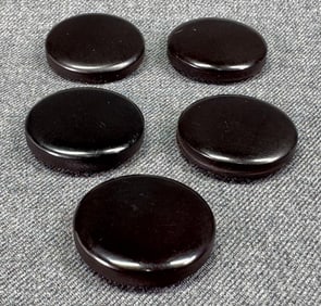 Vintage black galalith rounded buttons. Lot of 5