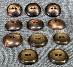 Vintage assorted marbled brown galalith buttons. Lot of 11
