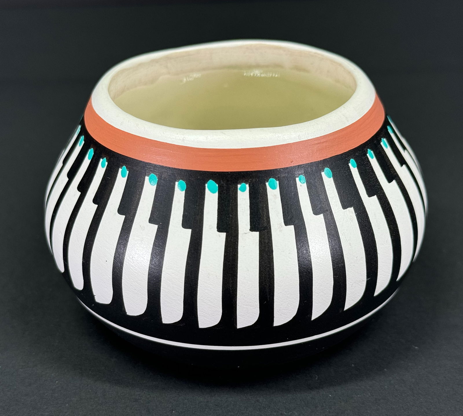 Vintage Native American hand painted pottery small vase. (1 of 6)