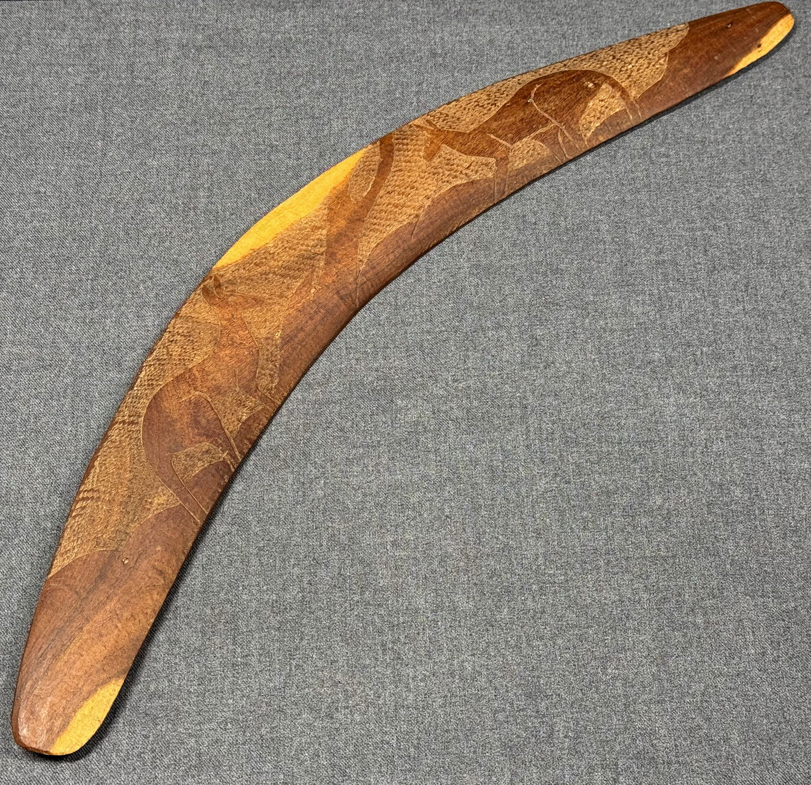 Aboriginal Australia Yalata Mission Decorated Boomerang. Carved and decorated Mulga wood. (1 of 9)