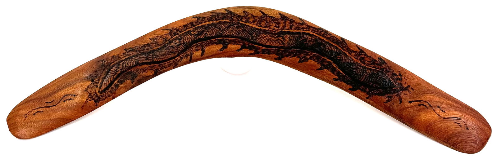 Vintage Aboriginal Australia with Bass Relief Poker Work Snake Decoration Boomerang. (1 of 6)