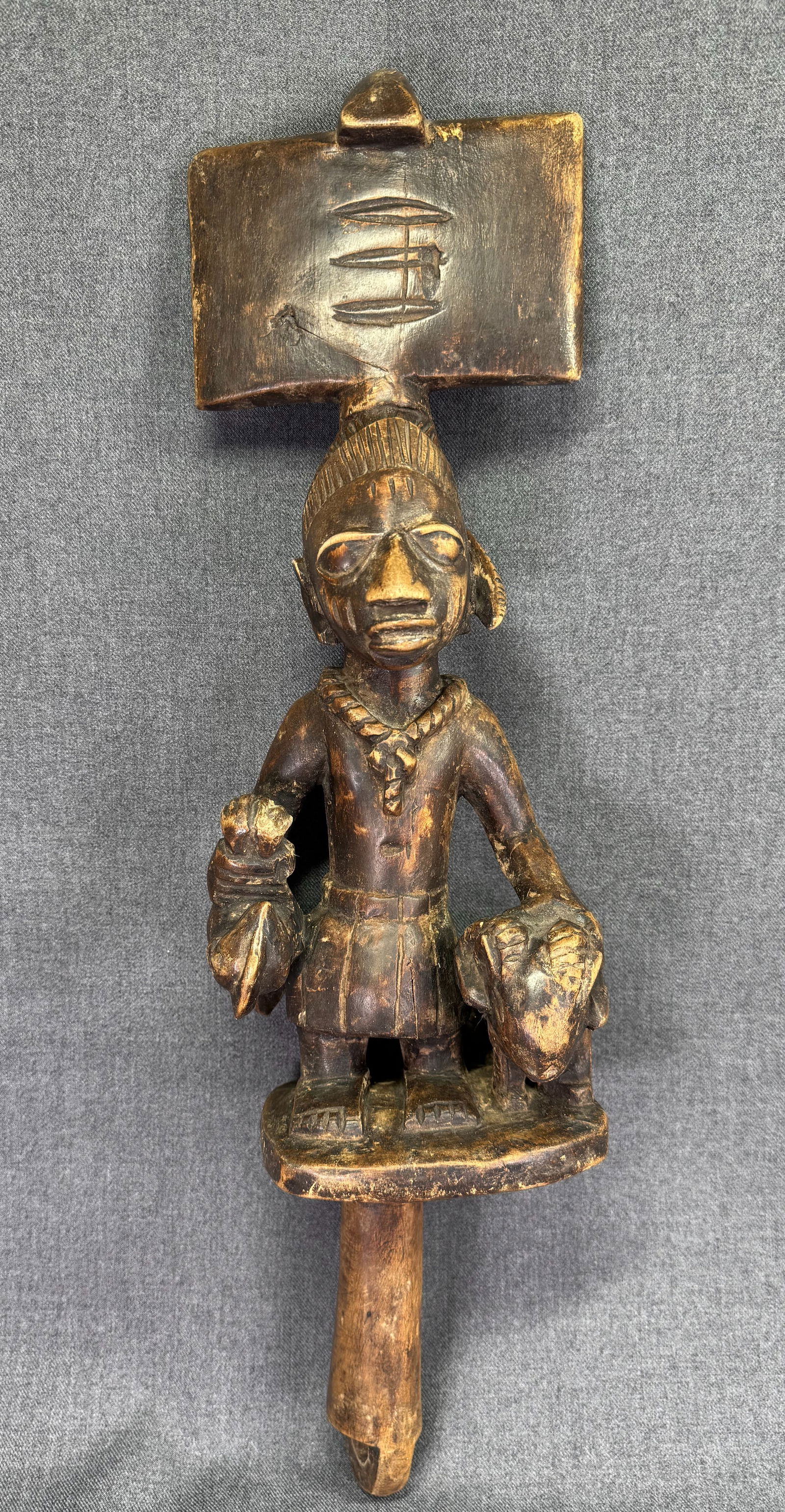 African Yoruba Nigeria Shango Staff . Carved wood. (1 of 13)