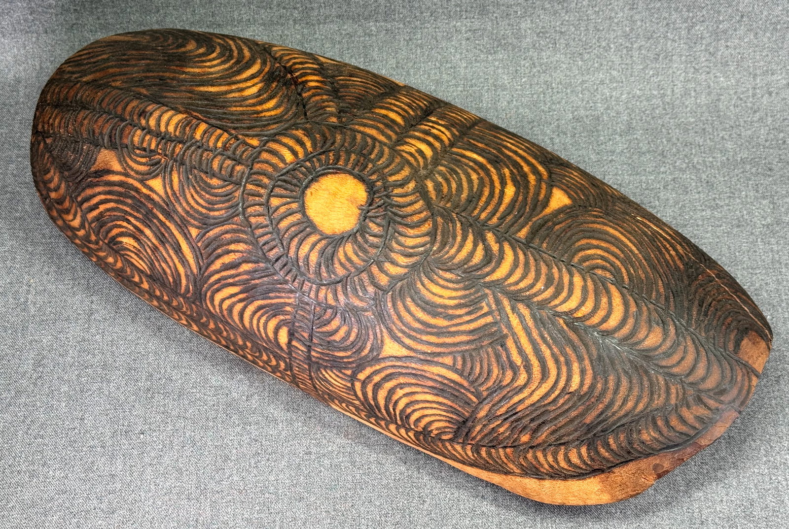 Aboriginal Australia Pokerwork Wood Coolamon (1 of 8)