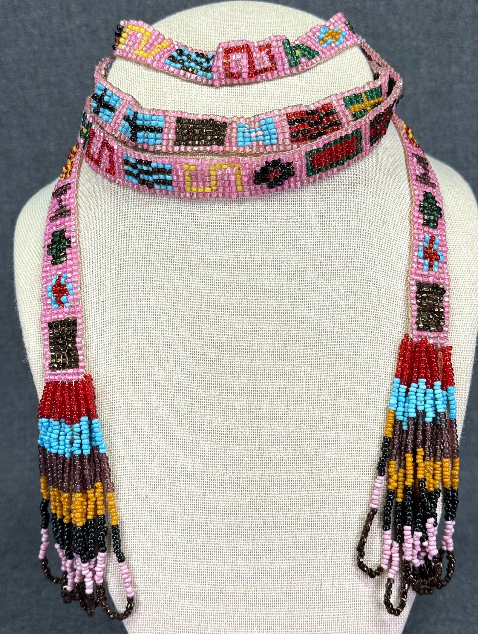 Antique art deco micro beaded sautoir flapper necklace (1 of 9)