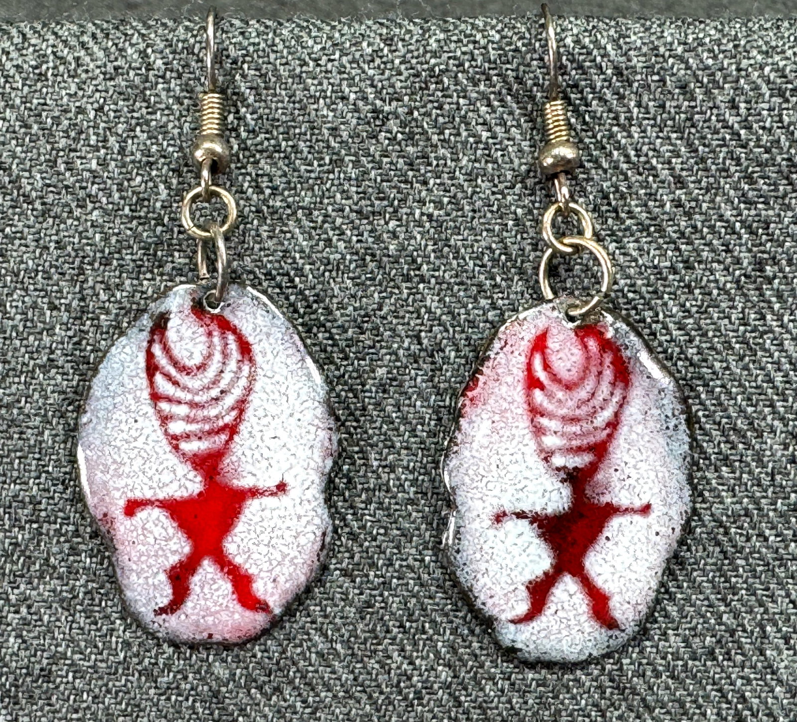 Vintage devil enamel copper dangle hook earrings (1 of 4)