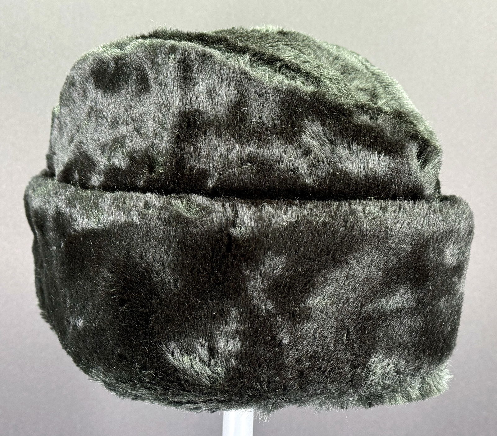 Vintage  Union Made USA black faux fur trapper hat. Medium (1 of 9)