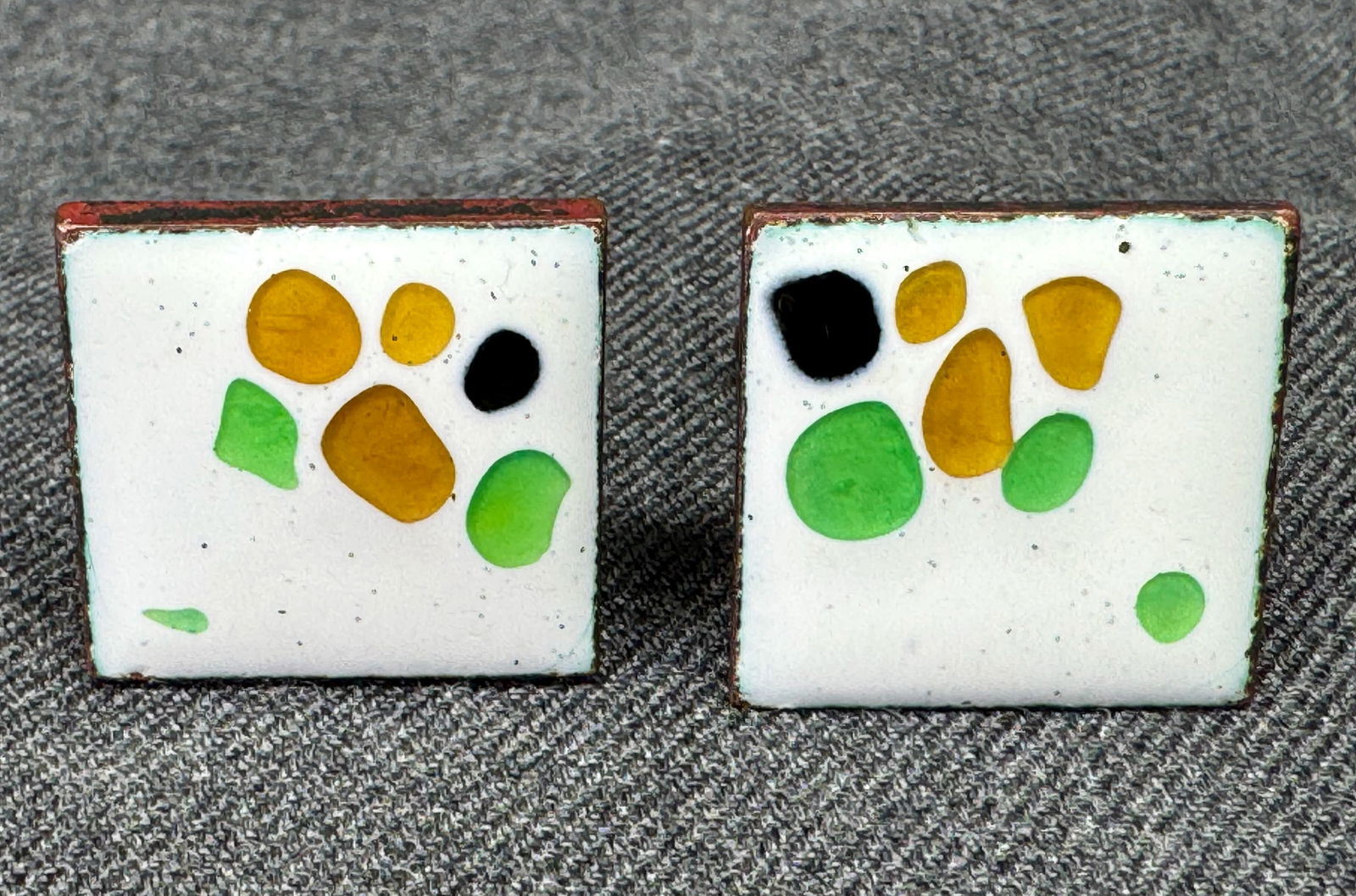 Vintage MCM enamel copper cufflinks . Marked with an X (1 of 5)