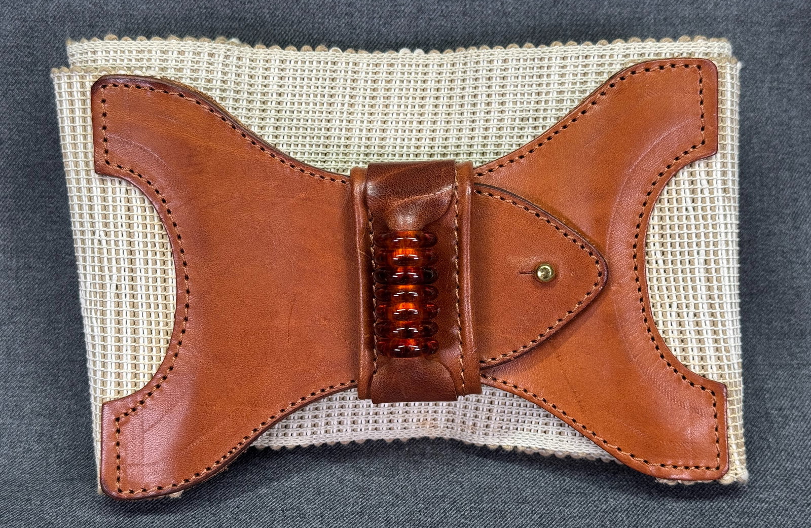 Vintage Il Centinaio Made in Italy for Neiman Marcus plastic, leather & elastic belt: IN HOUSE FLAT SHIPPING & HANDLING COST WITHIN ALL THE U.S. : $7 To bypass LiveShipping, and use our In-House shipping service for $7 or shipping combined for multiple lots, please select “Arrange Yo