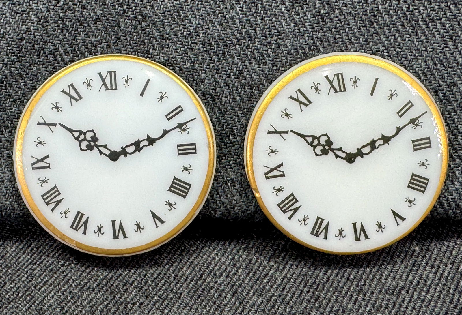 Vintage Western Germany porcelain clock clip earrings (1 of 6)