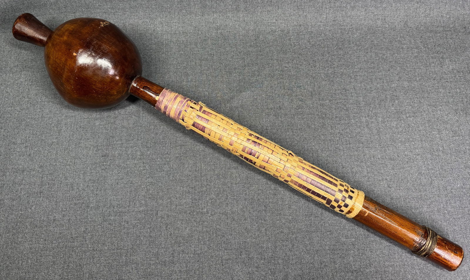 Fiji Islands? Throwing Club. Carved wood, fiber binding. (1 of 15)