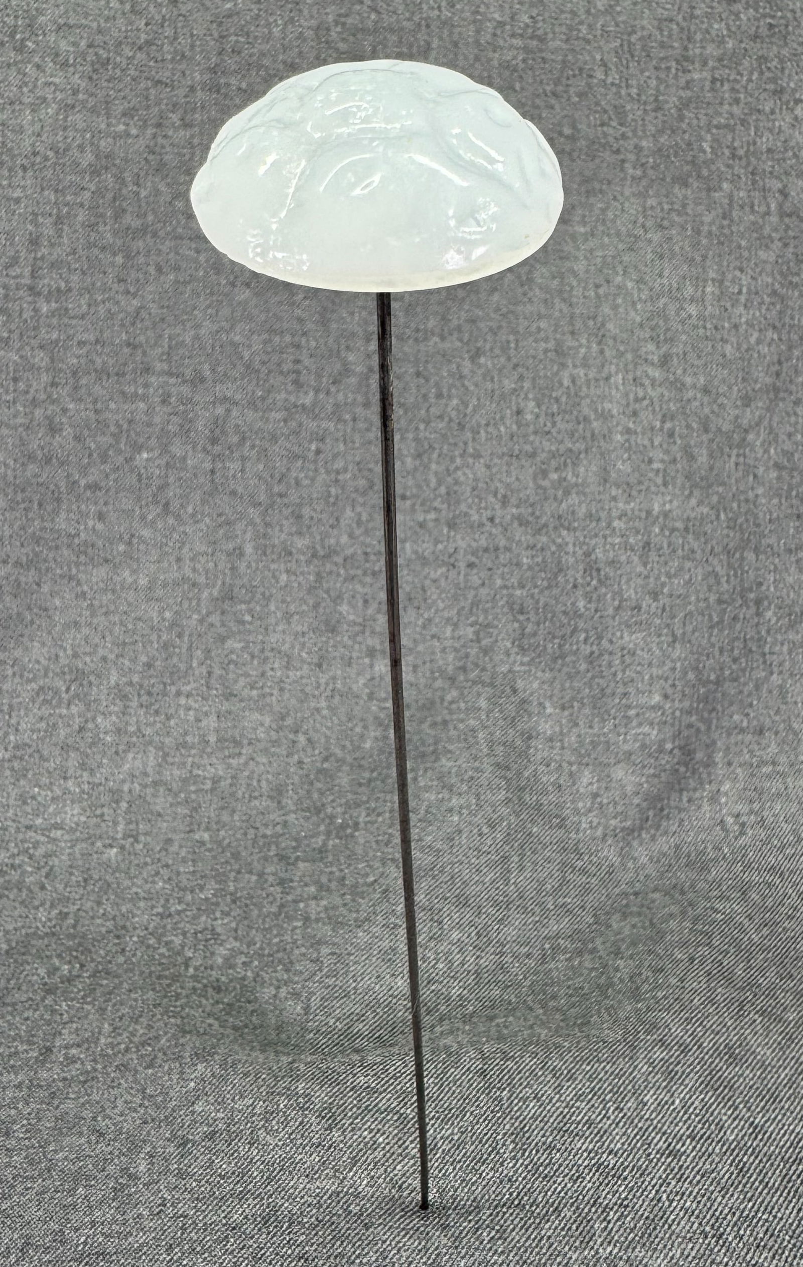 Antique Edwardian textured milky glass hat pin: IN HOUSE FLAT SHIPPING & HANDLING COST WITHIN ALL THE U.S. : $7 To bypass LiveShipping, and use our In-House shipping service for $7 or shipping combined for multiple lots, please select “Arrange Yo