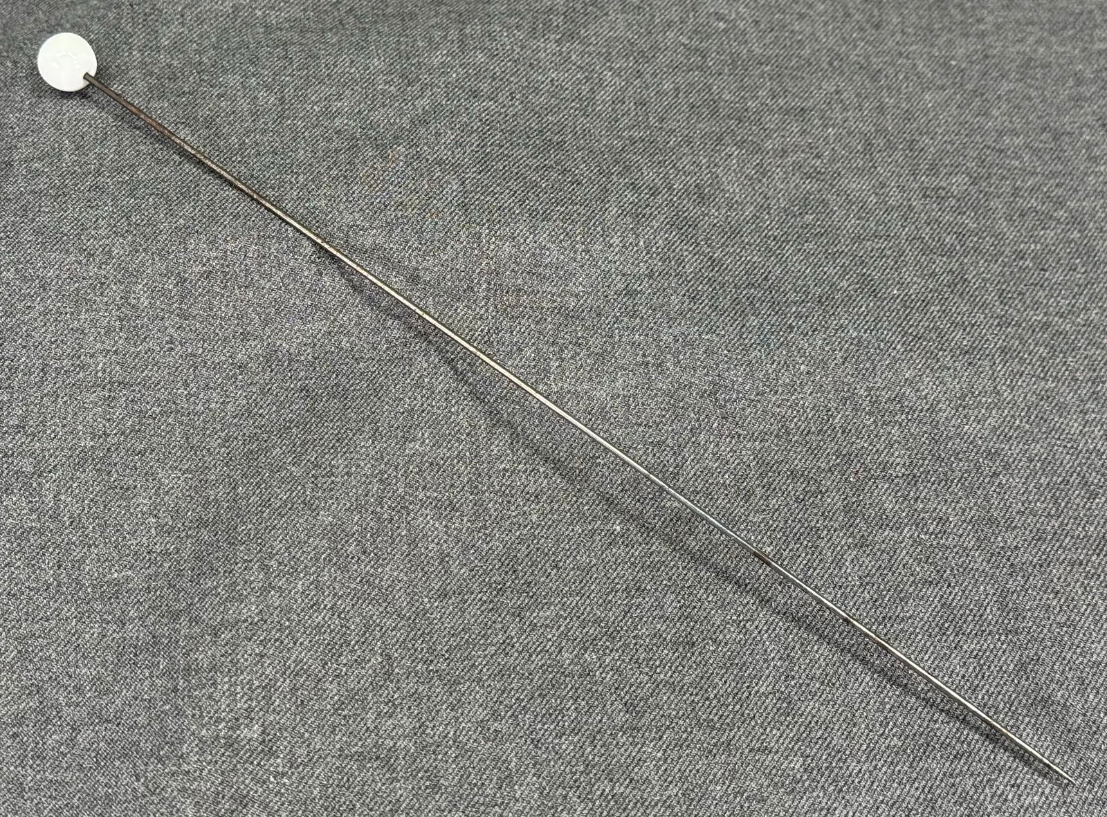 Antique Edwardian milky glass ball bead hat pin: IN HOUSE FLAT SHIPPING & HANDLING COST WITHIN ALL THE U.S. : $7 To bypass LiveShipping, and use our In-House shipping service for $7 or shipping combined for multiple lots, please select “Arrange Yo