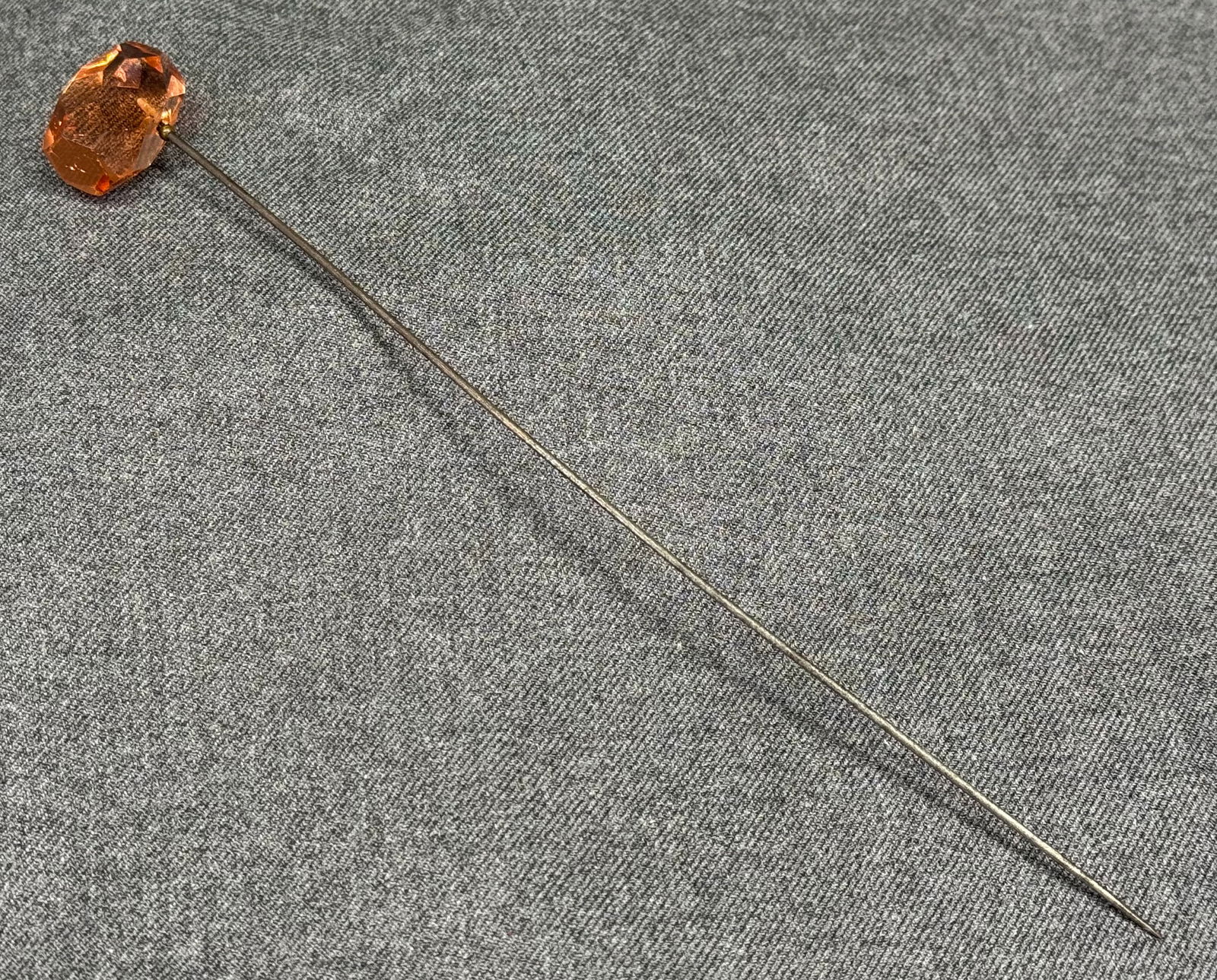 Antique Edwardian faceted peach crystal hat pin (1 of 5)