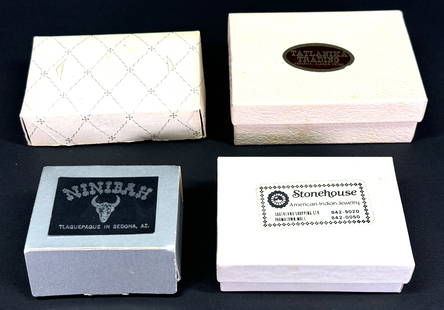 Vintage Utah Gifts, Tatlanika Trading, Ninibah, Stonehouse American Indian Jewelry cardboard boxes.: Vintage Utah Gifts, Tatlanika Trading, Ninibah, Stonehouse American Indian Jewelry cardboard boxes. Empty For measures please refer to the pictures taken with a measuring tape. This is a NO RESERVE AU
