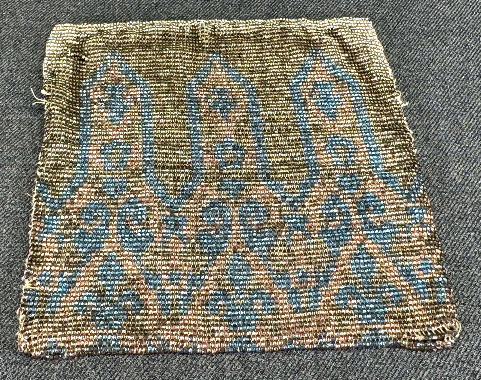 Vintage art deco metallic beaded bag with no frame (1 of 9)