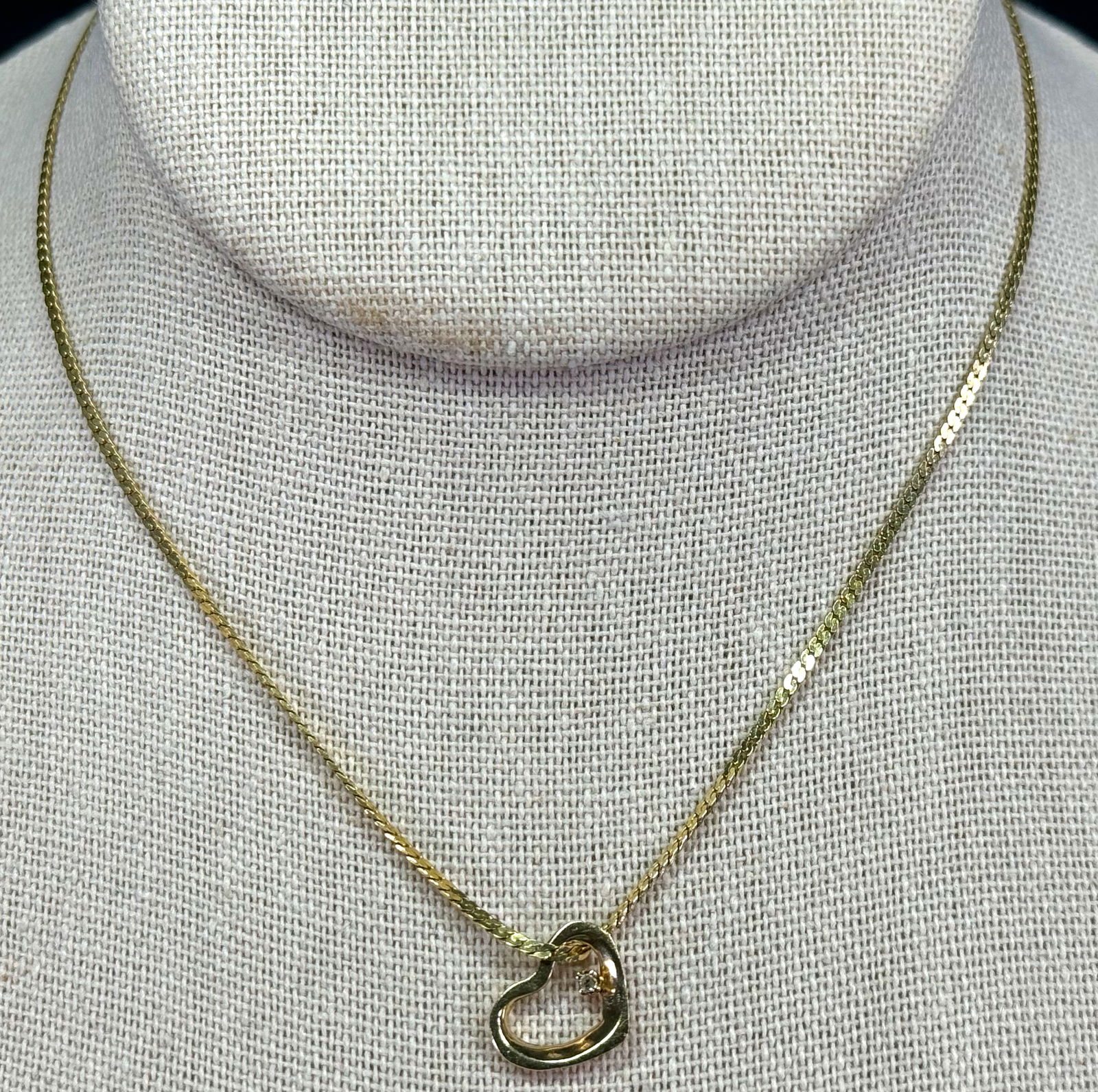 Vintage Balestra diamond 14K yellow gold sliding heart chain strap collar necklace. (1 of 11)