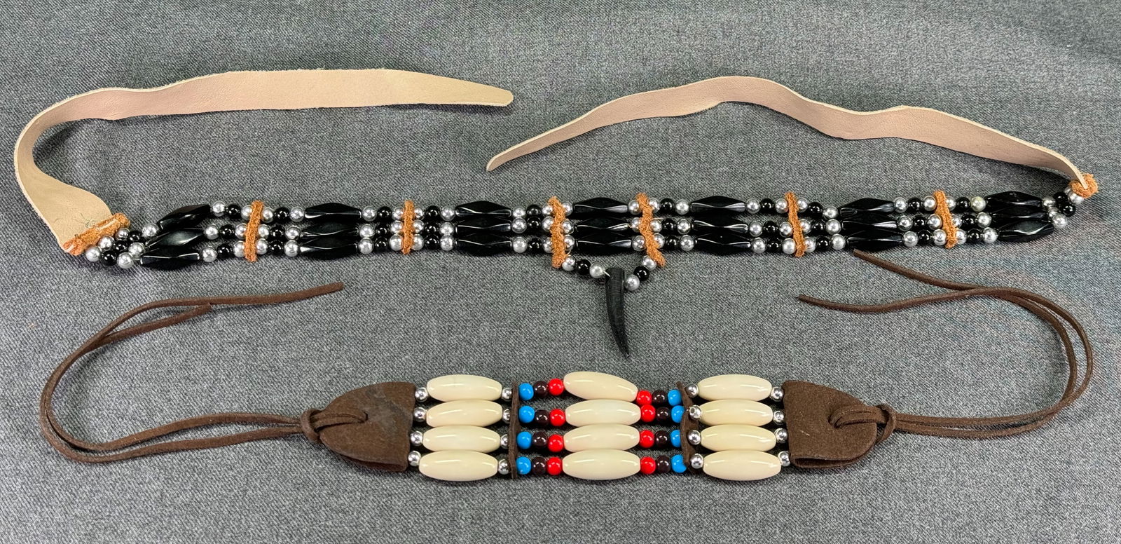 Native American style assorted plastic beaded leather straps chokers. Unused (1 of 10)