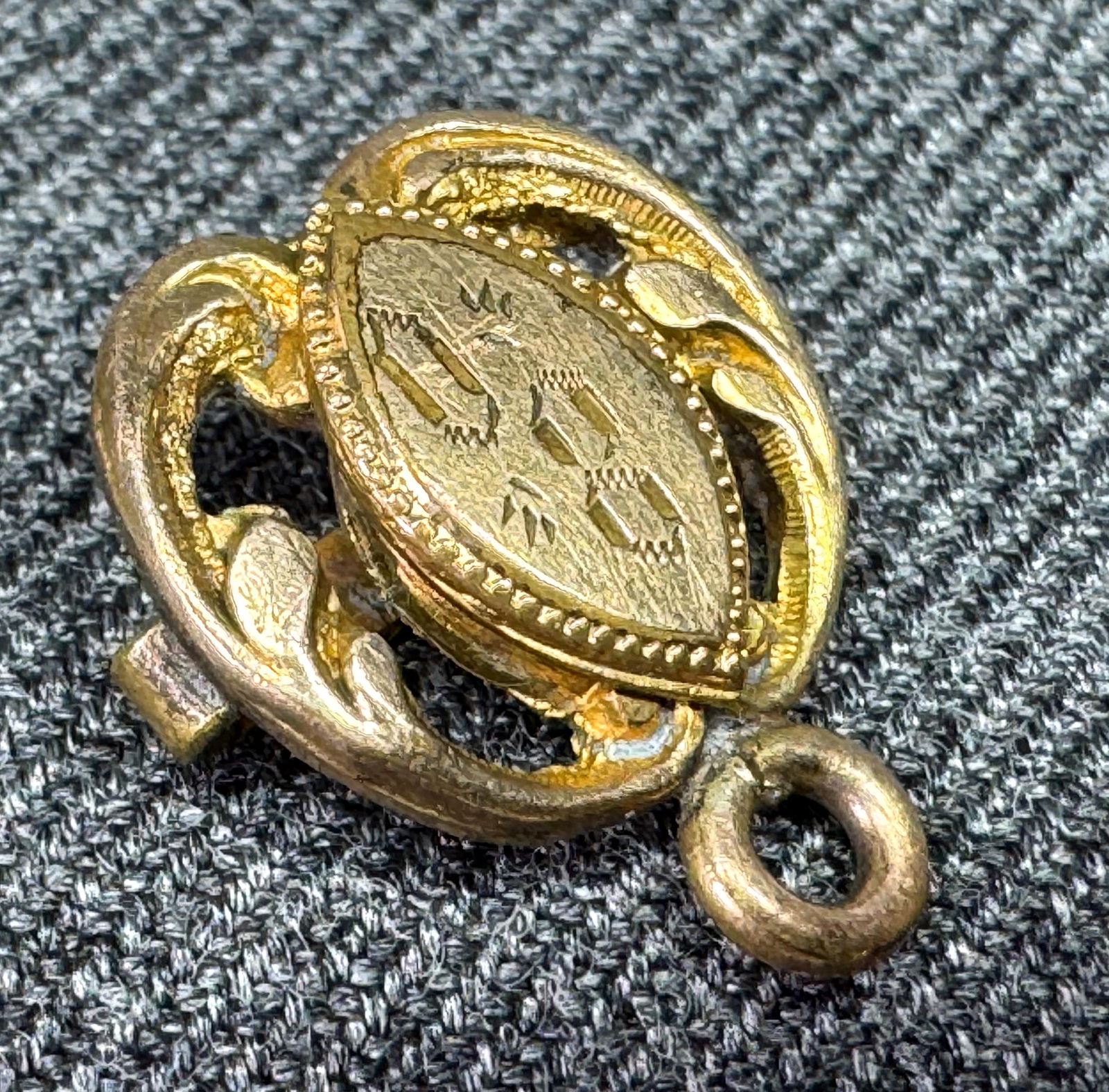 Antique Victorian gold-filled pocket watch chain slide fob hanger. Engraved 80 or 08    u (1 of 5)