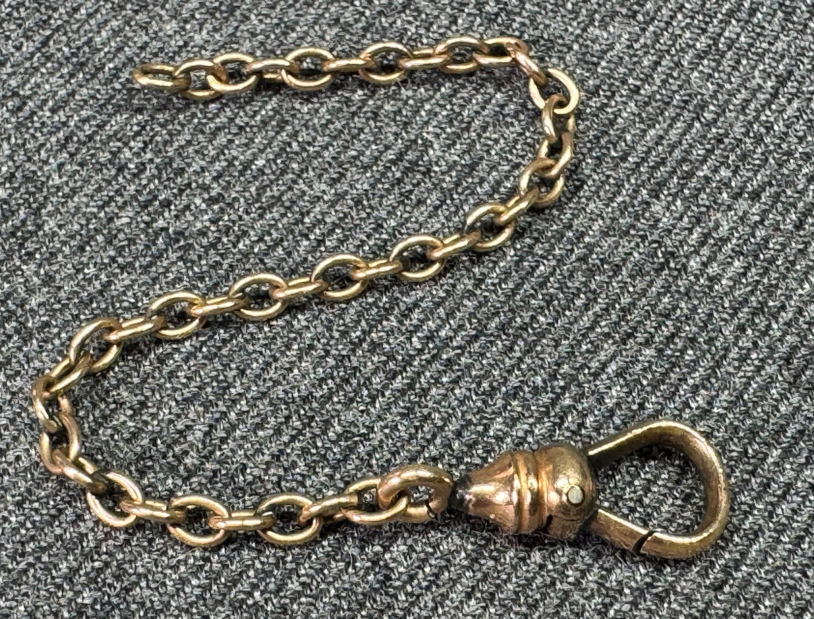 Antique F.M. Co gold-filled pocket watch dog clip clasp with chain u: IN HOUSE FLAT SHIPPING & HANDLING COST WITHIN ALL THE U.S. : $7 To bypass LiveShipping, and use our In-House shipping service for $7 or shipping combined for multiple lots, please select “Arrange Yo