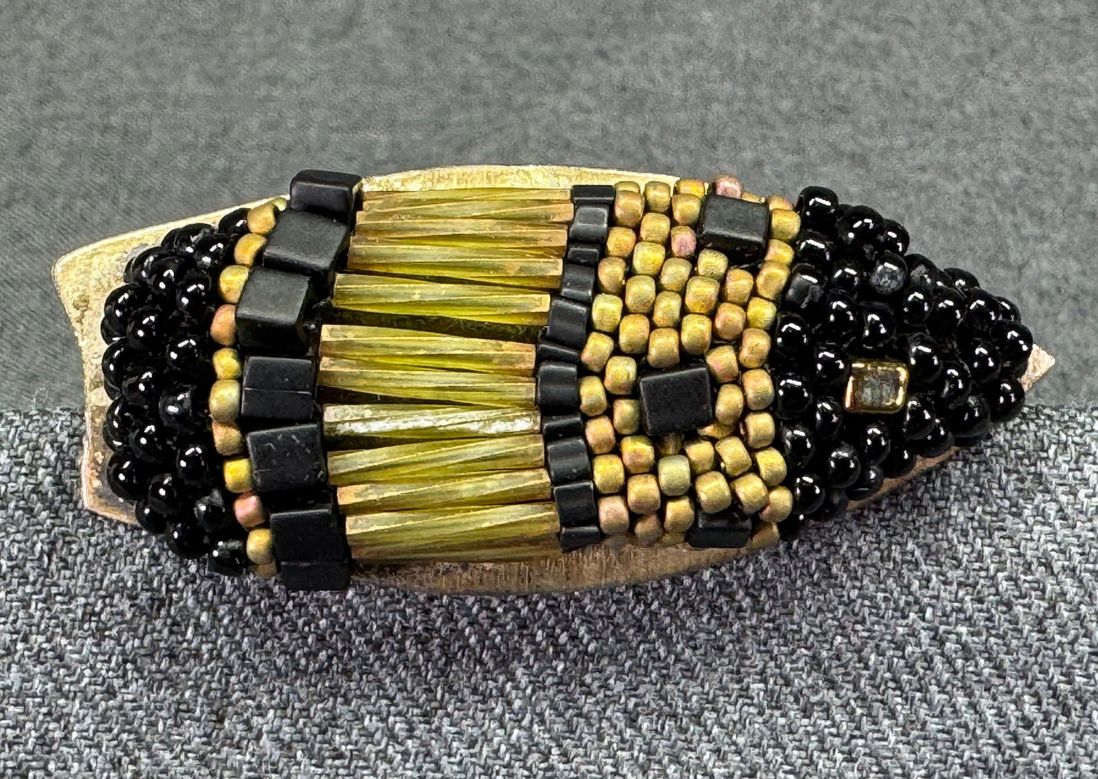 Vintage artsy glass bead work hammered sterling silver bug brooch pin (1 of 7)