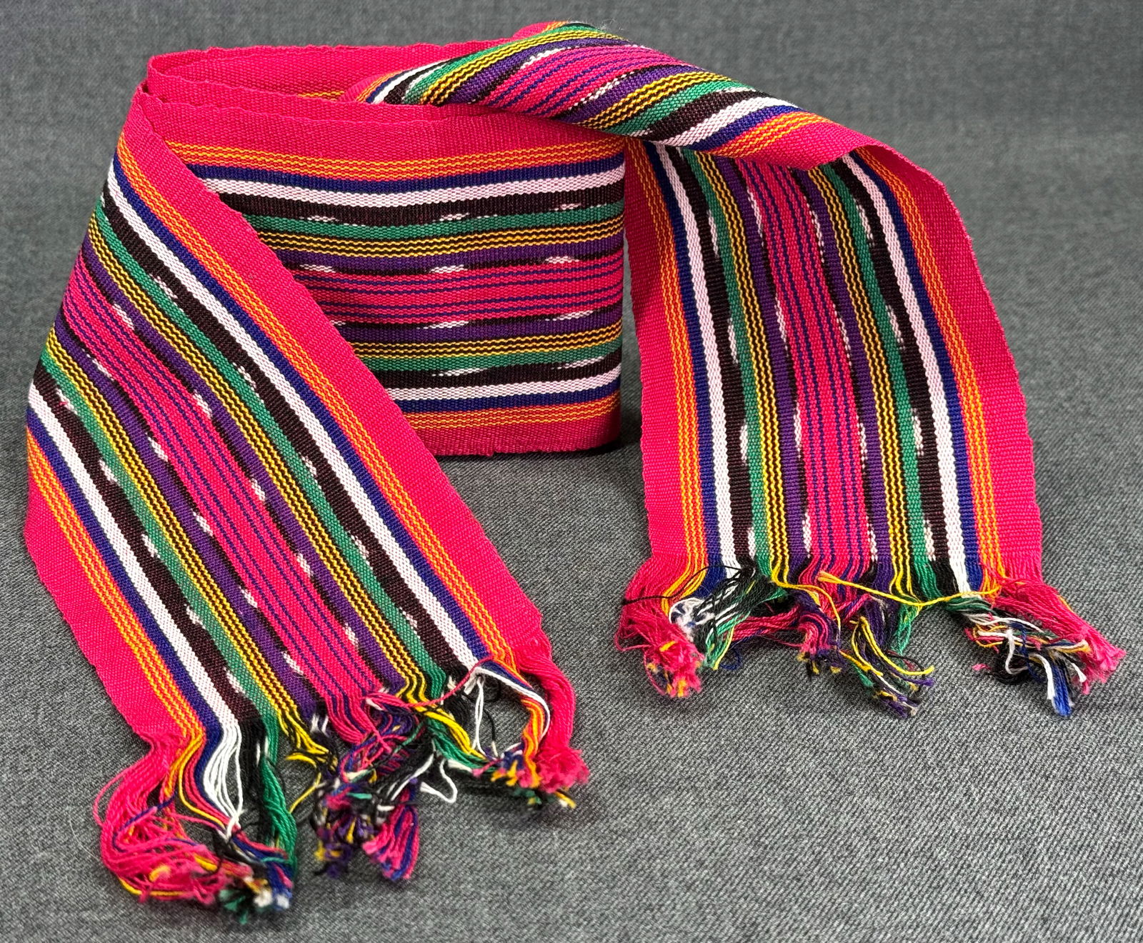 Vintage Guatemalan Hand Woven Folk Cotton Sash Belt: IN HOUSE FLAT SHIPPING & HANDLING COST WITHIN ALL THE U.S. : $7 To bypass LiveShipping, and use our In-House shipping service for $7 or shipping combined for multiple lots, please select “Arrange Yo