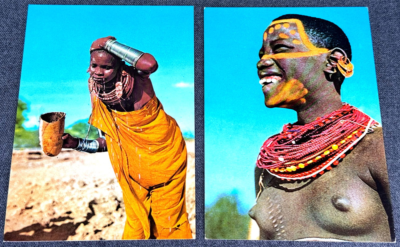 Vintage 70s African Postcards. Girls . Lot of 2 .: IN HOUSE FLAT SHIPPING & HANDLING COST WITHIN ALL THE U.S. : $7 To bypass LiveShipping, and use our In-House shipping service for $7 or shipping combined for multiple lots, please select “Arrange Yo
