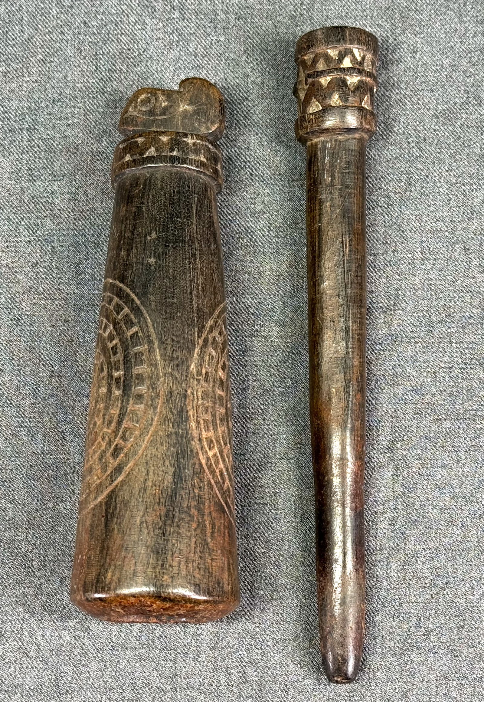 Old Trobriand Islands Massim Betel Nut and Pestle.: IN HOUSE FLAT SHIPPING & HANDLING COST WITHIN ALL THE U.S. : $12 To bypass LiveShipping, and use our In-House shipping service for $12 or shipping combined for multiple lots, please select “Arrange