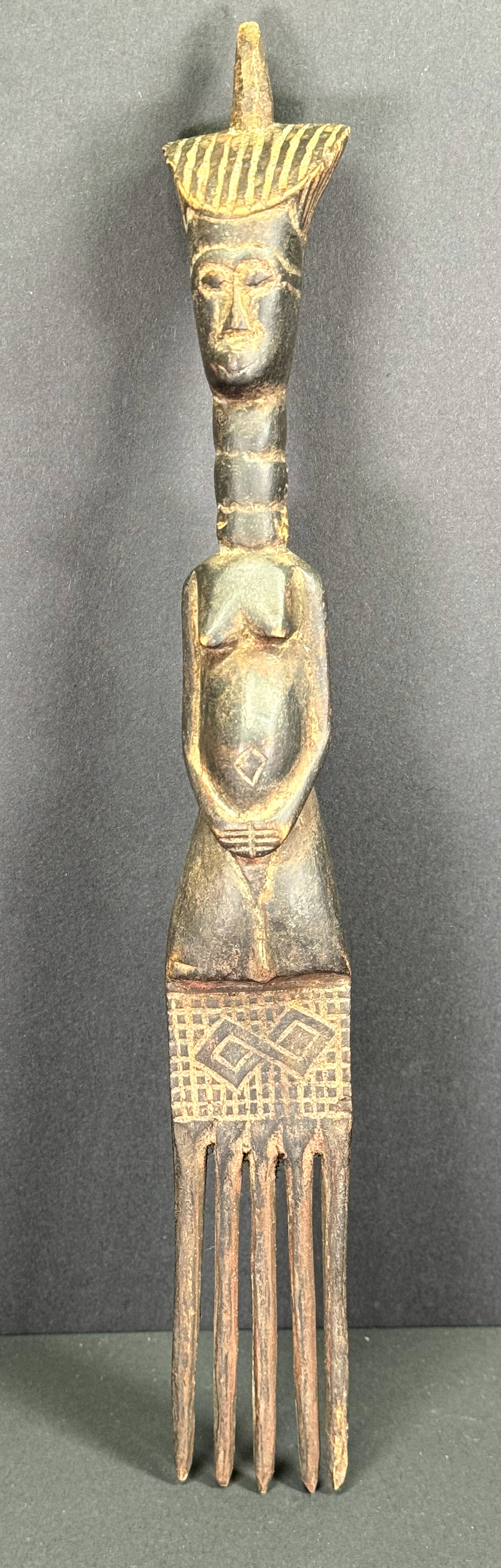 African Ndengese DRC Hair Comb. Carved wood. (1 of 10)