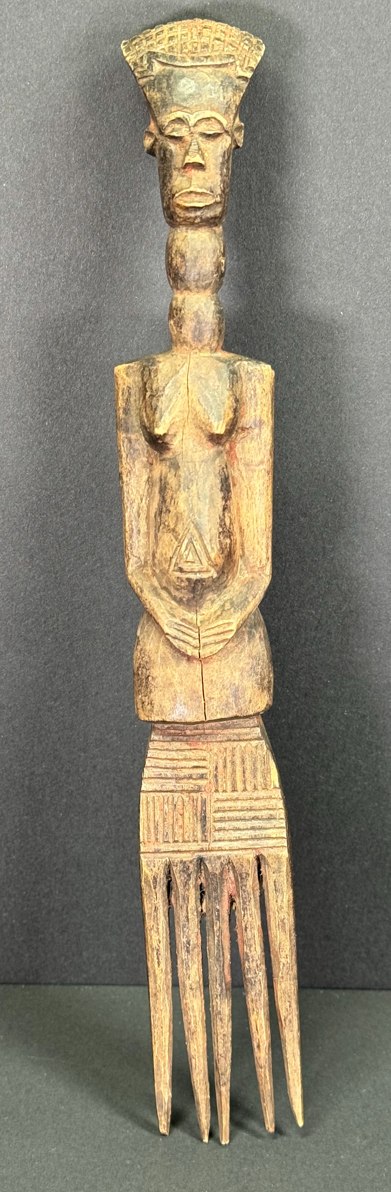 African Ndengese DRC Hair Comb. Carved wood. (1 of 10)