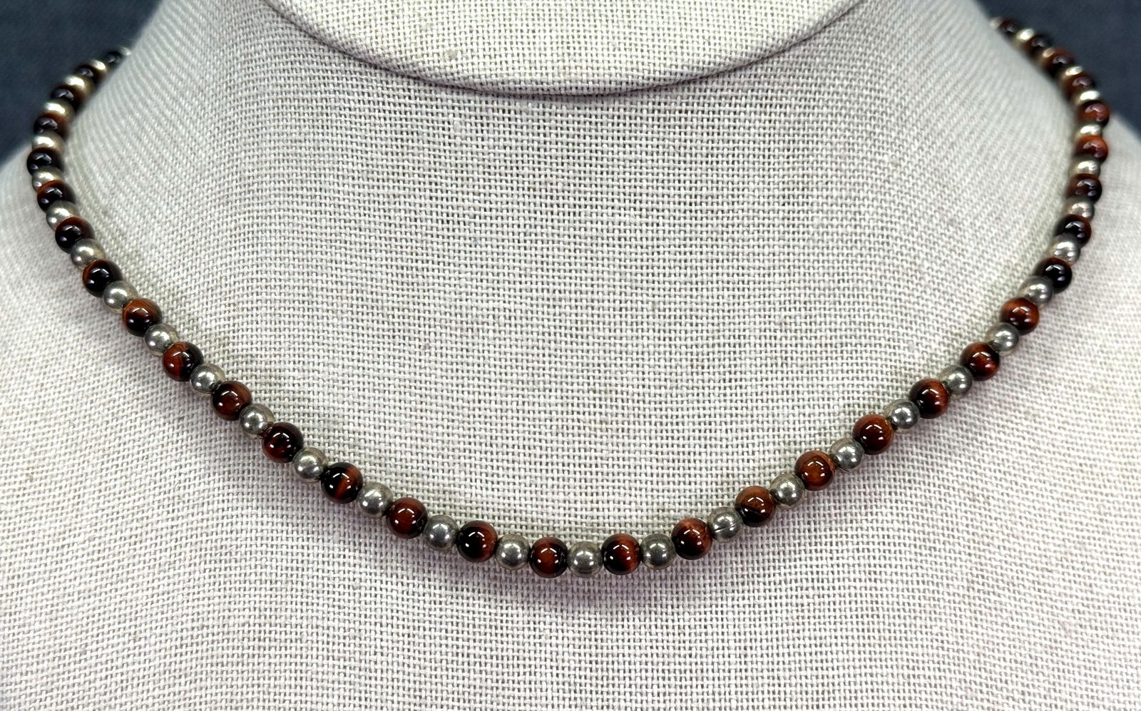 Vintage native American style tiger eye & sterling silver beaded choker necklace: IN HOUSE FLAT SHIPPING & HANDLING COST WITHIN ALL THE U.S. : 7. To bypass LiveShipping, and use our In-House shipping service for 7 or shipping combined for multiple lots, please select “Arrange