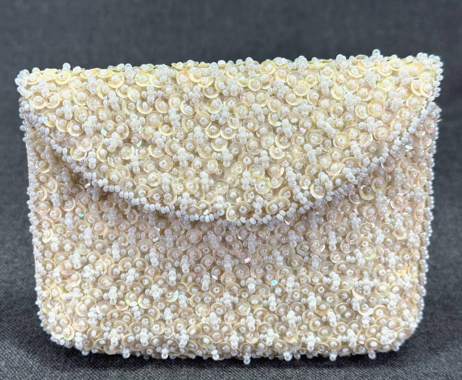 Vintage hand made pearly sequins & beads small envelope purse bag: IN HOUSE FLAT SHIPPING & HANDLING COST WITHIN ALL THE U.S. : 7 To bypass LiveShipping, and use our In-House shipping service for 7 or shipping combined for multiple lots, please select “Arrange 