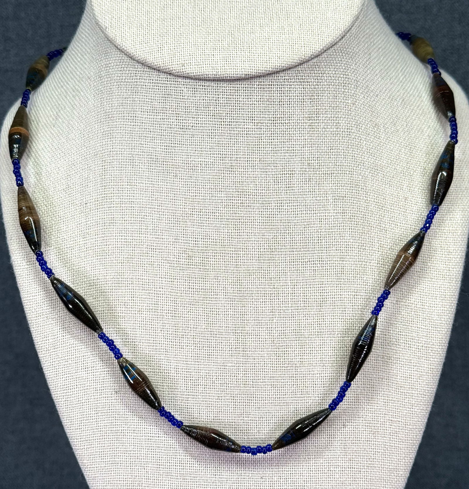 Vintage African paper & glass beads necklace: IN HOUSE FLAT SHIPPING & HANDLING COST WITHIN ALL THE U.S. : 7 To bypass LiveShipping, and use our In-House shipping service for 7 or shipping combined for multiple lots, please select “Arrange