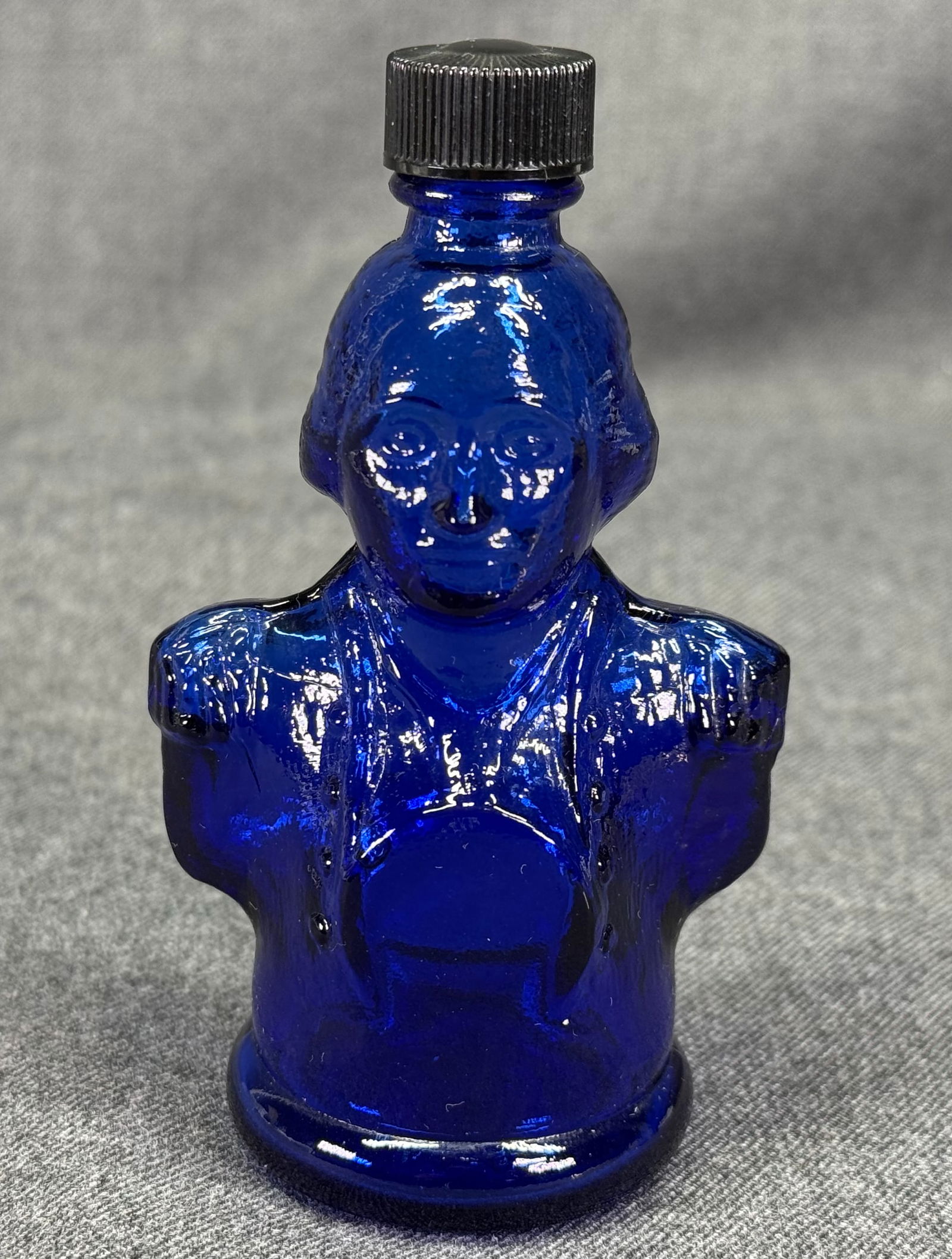 Vintage Chas Charles Jacquin Blue George Washington Glass Bottle: IN HOUSE FLAT SHIPPING & HANDLING COST WITHIN ALL THE U.S. : 7 To bypass LiveShipping, and use our In-House shipping service for 7 or shipping combined for multiple lots, please select “Arrange