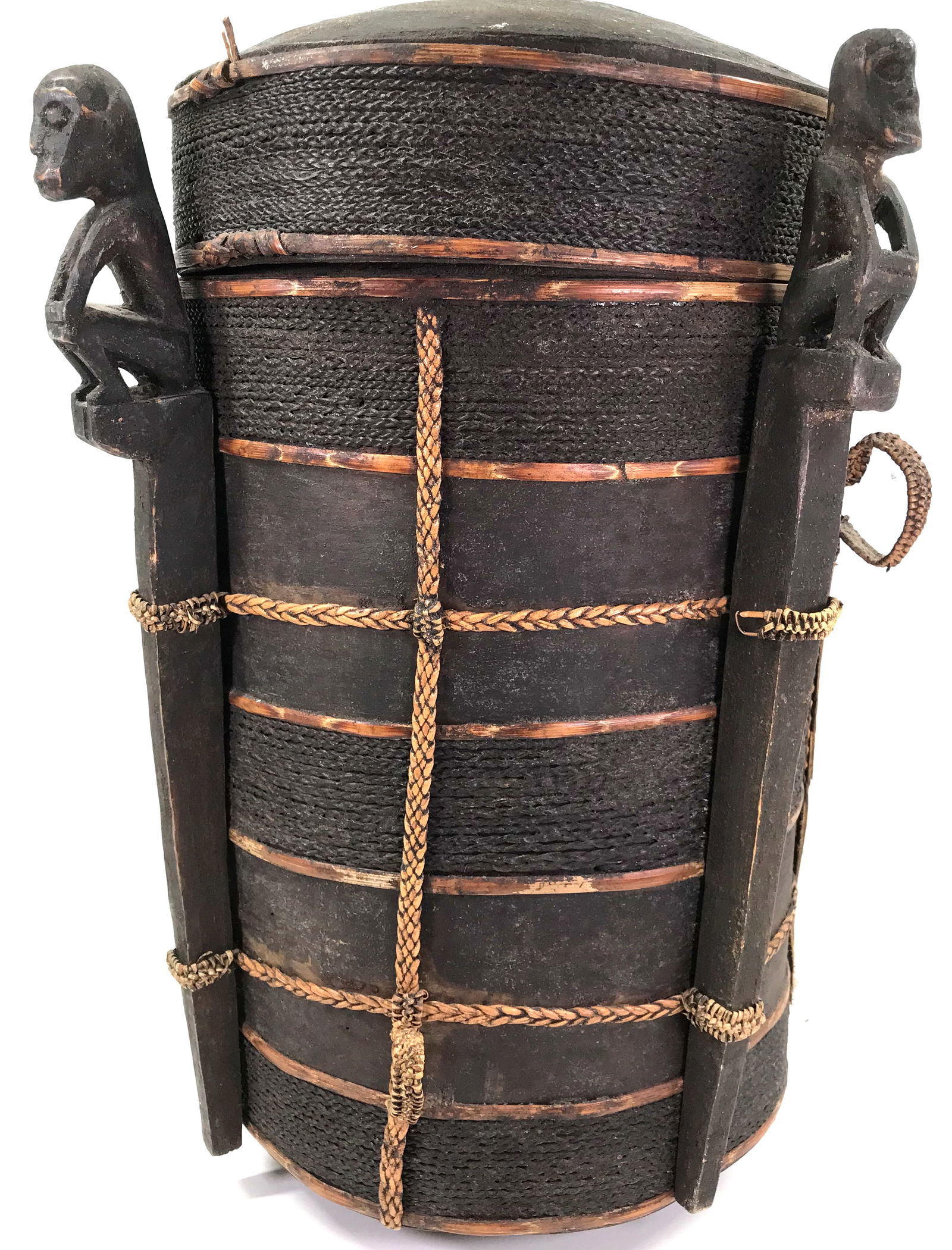 1900s Dayak, Borneo, Shaman"s Container Carrying Basket.: IN HOUSE FLAT SHIPPING & HANDLING COST WITHIN ALL THE U.S. : 48 To bypass LiveShipping, and use our In-House shipping service for 48 or shipping combined for multiple lots, please select “Arrang