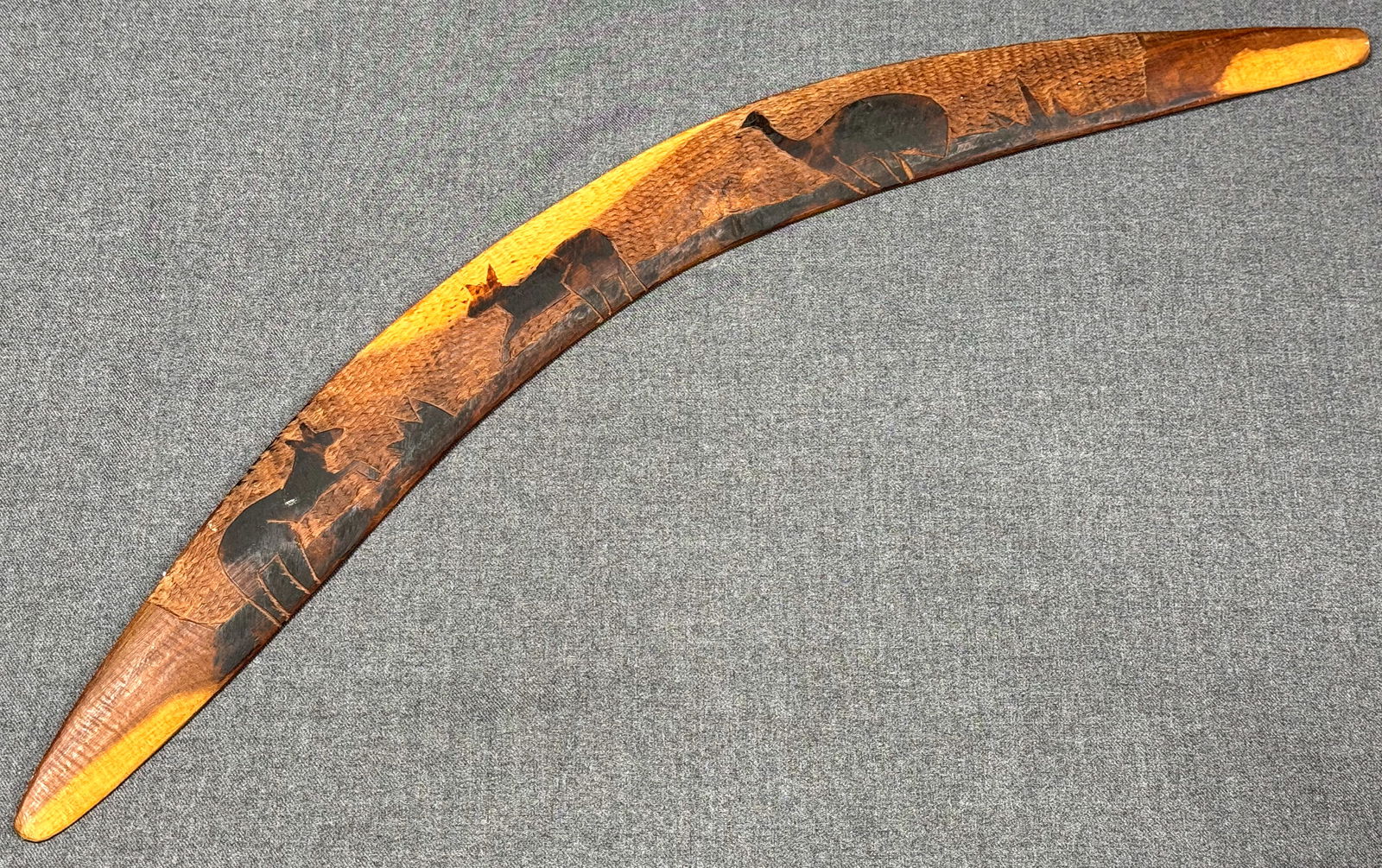 Aboriginal Australia Yalata Mission Decorated Boomerang. Carved and decorated Mulga wood.: IN HOUSE FLAT SHIPPING & HANDLING COST WITHIN ALL THE U.S. : 18 To bypass LiveShipping, and use our In-House shipping service for 18 or shipping combined for multiple lots, please select “Arrang