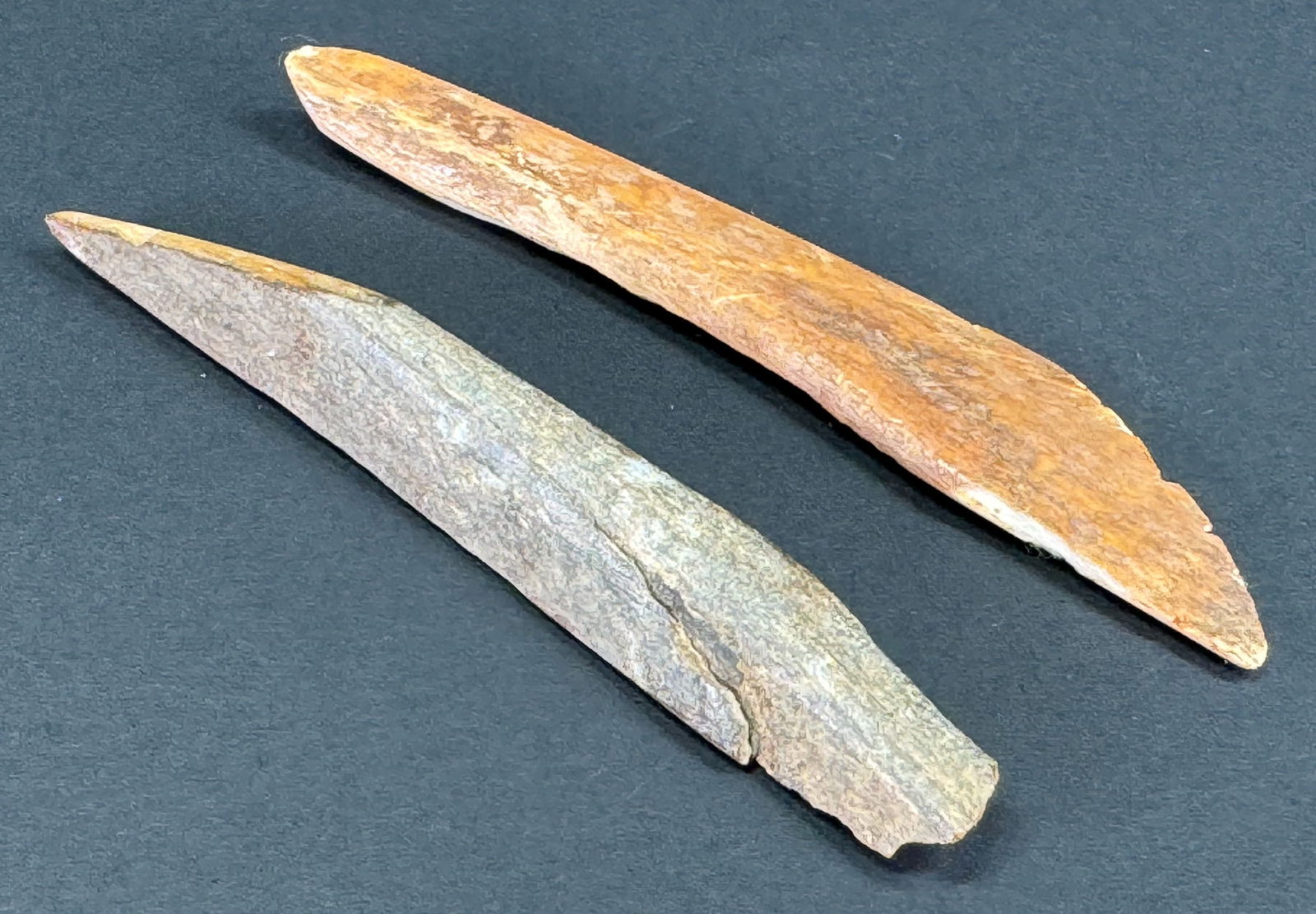 Two European Paleolithic Bone Points.: IN HOUSE FLAT SHIPPING & HANDLING COST WITHIN ALL THE U.S. : 7 To bypass LiveShipping, and use our In-House shipping service for 7 or shipping combined for multiple lots, please select “Arrange