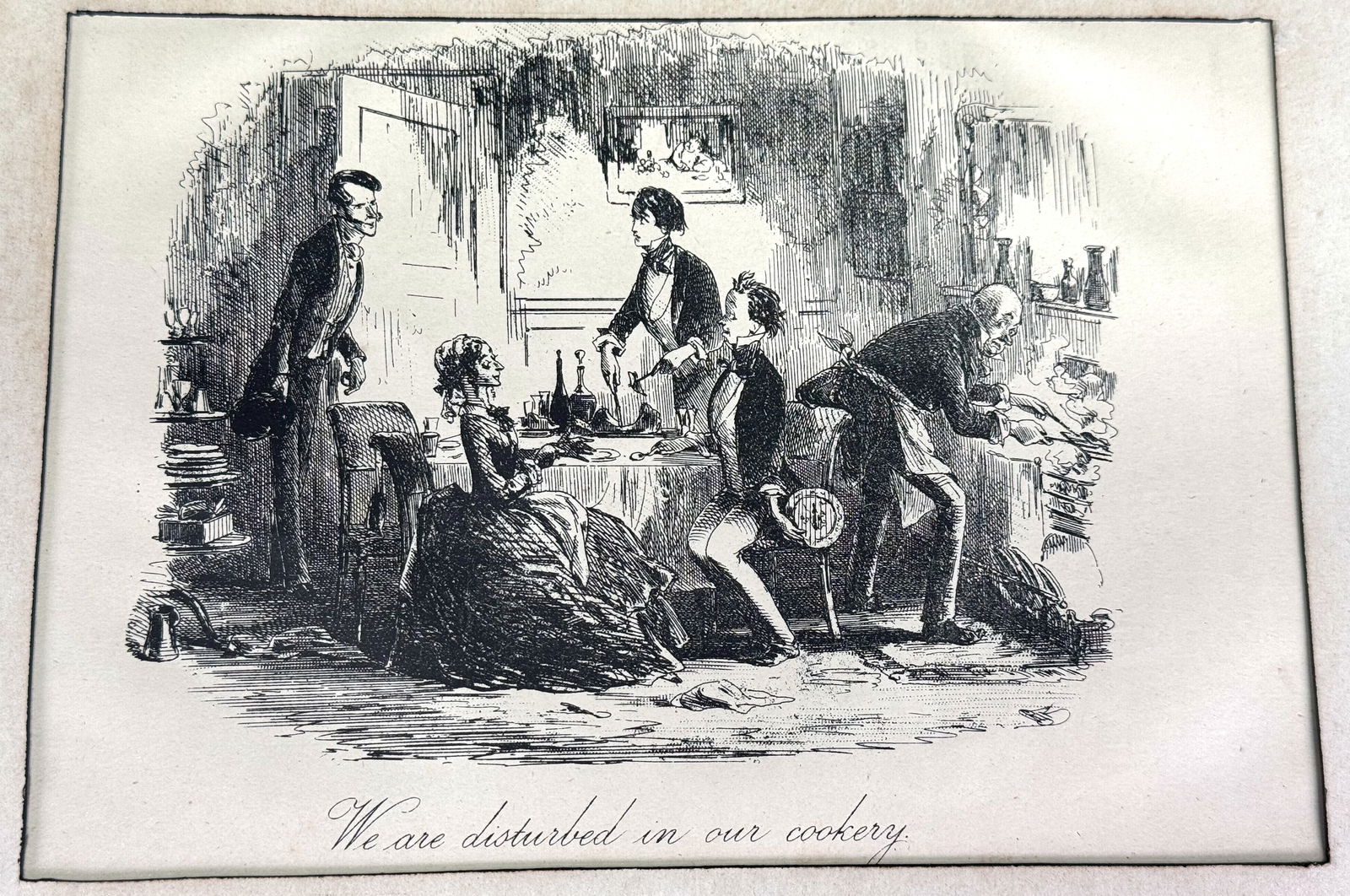 Vintage We Are Disturbed in Our Cookery from Novel David Copperfield by HK Browne Book Page. (1 of 6)