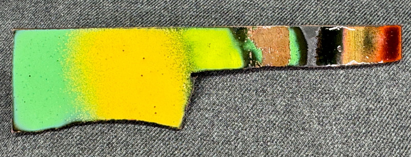 Vintage MCM Lorraine Tarachas (1925-2024) pointed finger large enamel copper brooch pin.: IN HOUSE FLAT SHIPPING & HANDLING COST WITHIN ALL THE U.S. : $7 To bypass LiveShipping, and use our In-House shipping service for $7 or shipping combined for multiple lots, please select “Arrange Yo