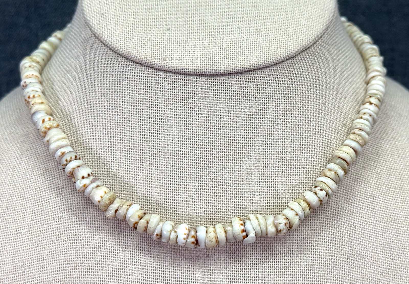 Vintage 70s Tiger Puka Shell Choker Necklace: IN HOUSE FLAT SHIPPING & HANDLING COST WITHIN ALL THE U.S. : $7 To bypass LiveShipping, and use our In-House shipping service for $7 or shipping combined for multiple lots, please select “Arrange Yo