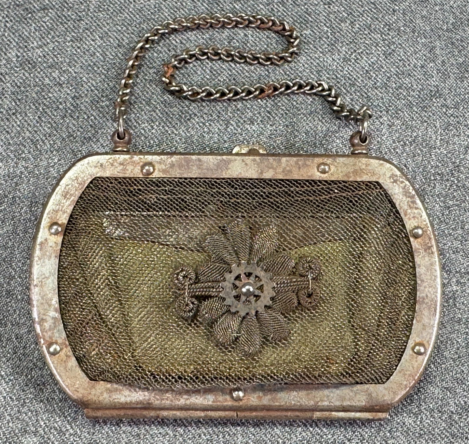 Antique Silesian iron wire work purse. Circa 1830 (1 of 15)