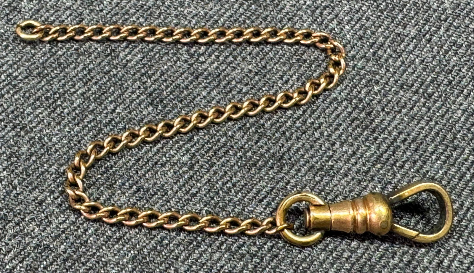 Antique Victorian Bates & Bacon gold-filled pocket watch swivel dog clip clasp with chain u (1 of 4)