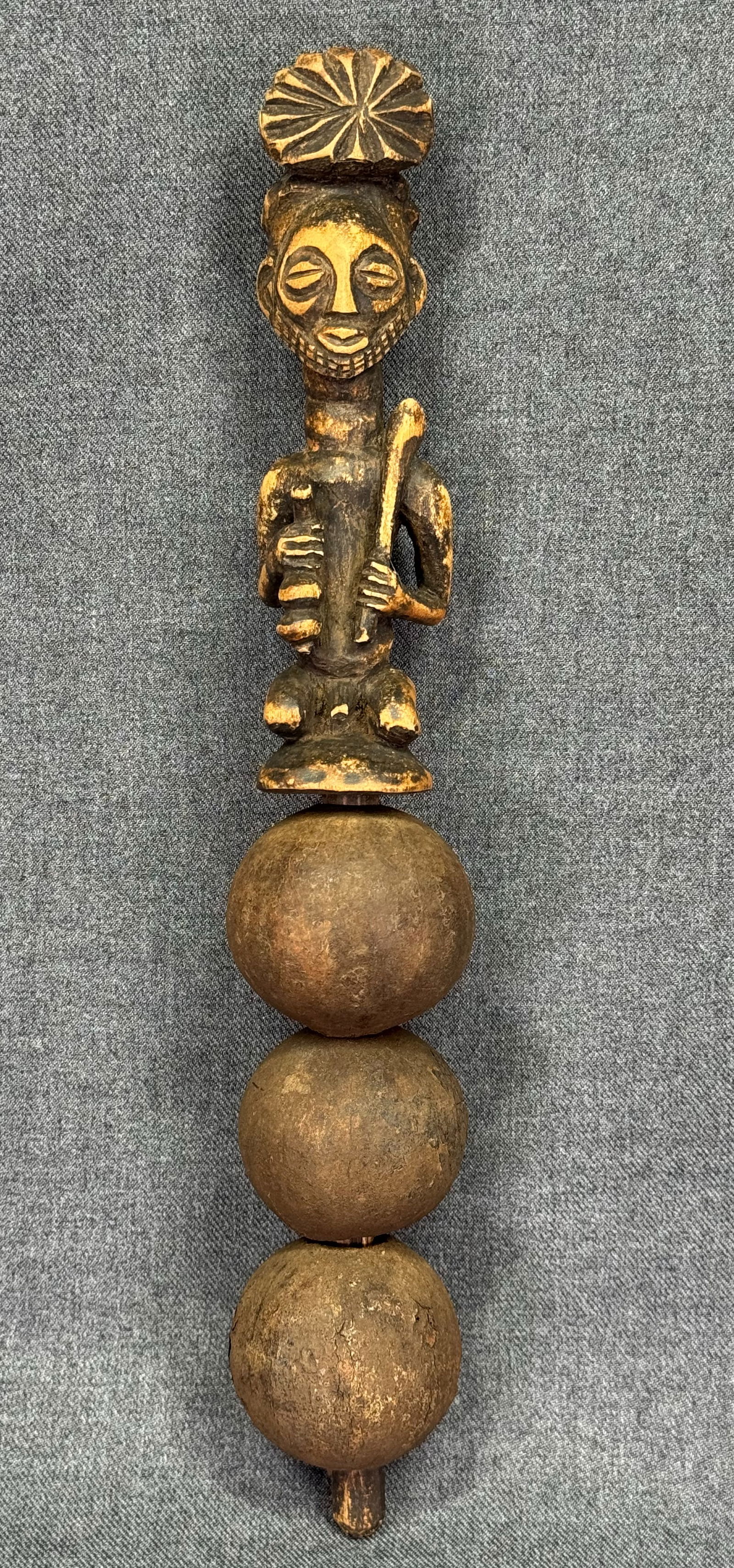 African Luba Hemba DRC Munyenga Divination Rattle.: IN HOUSE FLAT SHIPPING & HANDLING COST WITHIN ALL THE U.S. : $14 To bypass LiveShipping, and use our In-House shipping service for $14 or shipping combined for multiple lots, please select