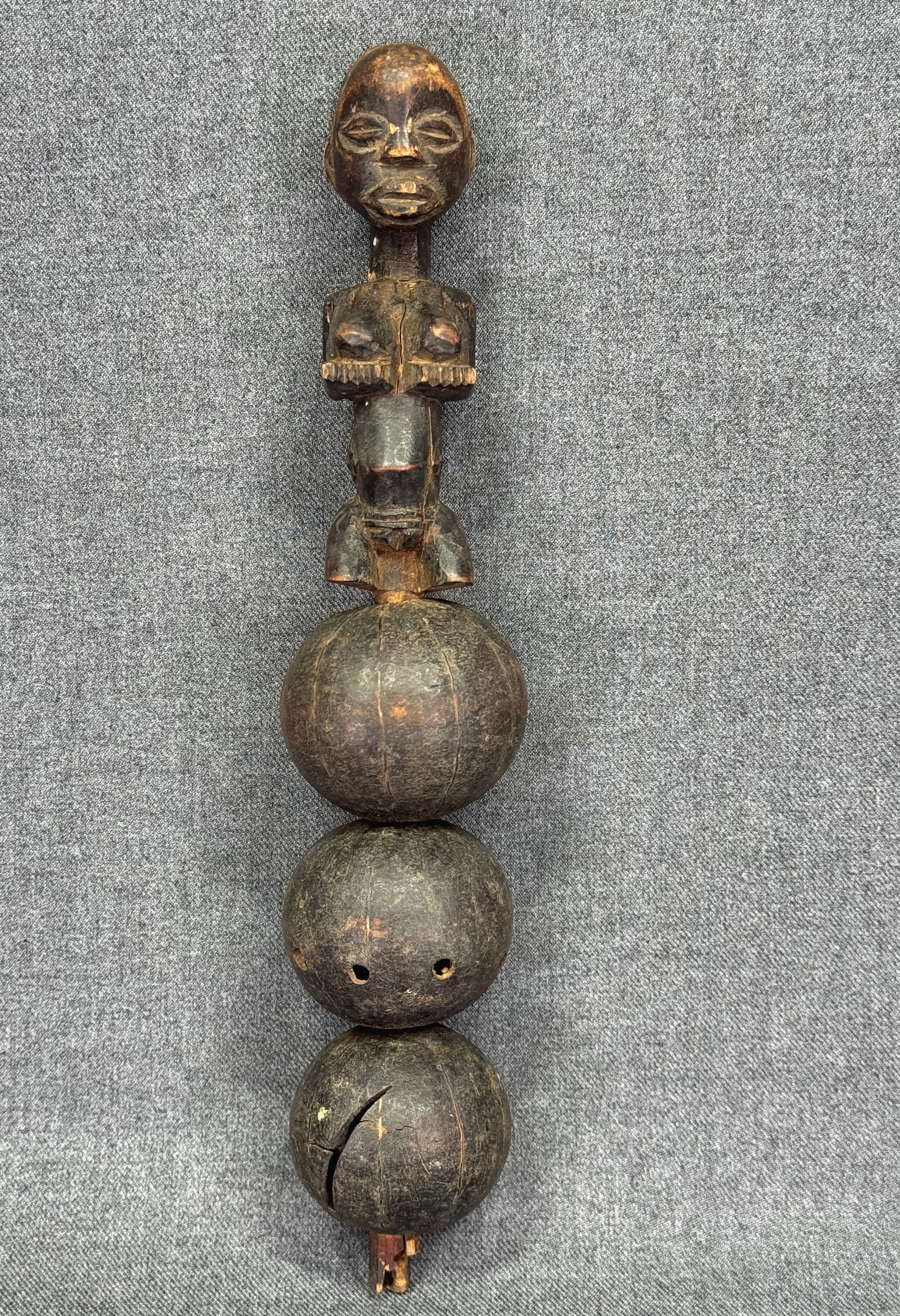 African Luba Hemba DRC Munyenga Divination Rattle.: IN HOUSE FLAT SHIPPING & HANDLING COST WITHIN ALL THE U.S. : $14 To bypass LiveShipping, and use our In-House shipping service for $14 or shipping combined for multiple lots, please select