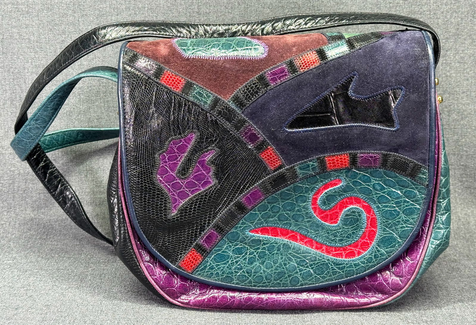 Vintage Sharif assorted leather patchwork purse bag (1 of 12)