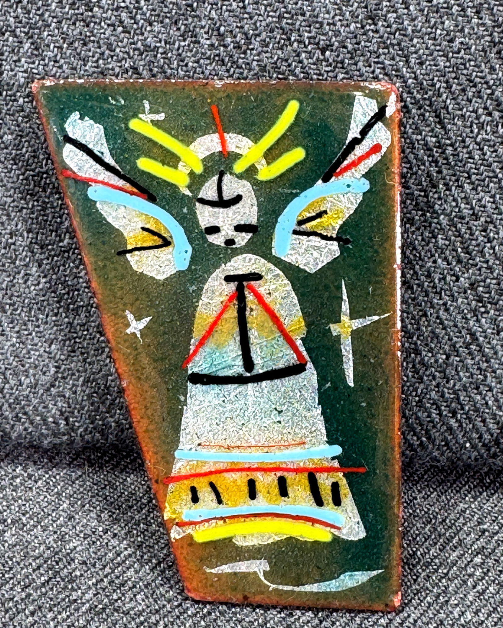 Vintage MCM L. Tarachas enamel on copper Angel brooch pin (1 of 5)