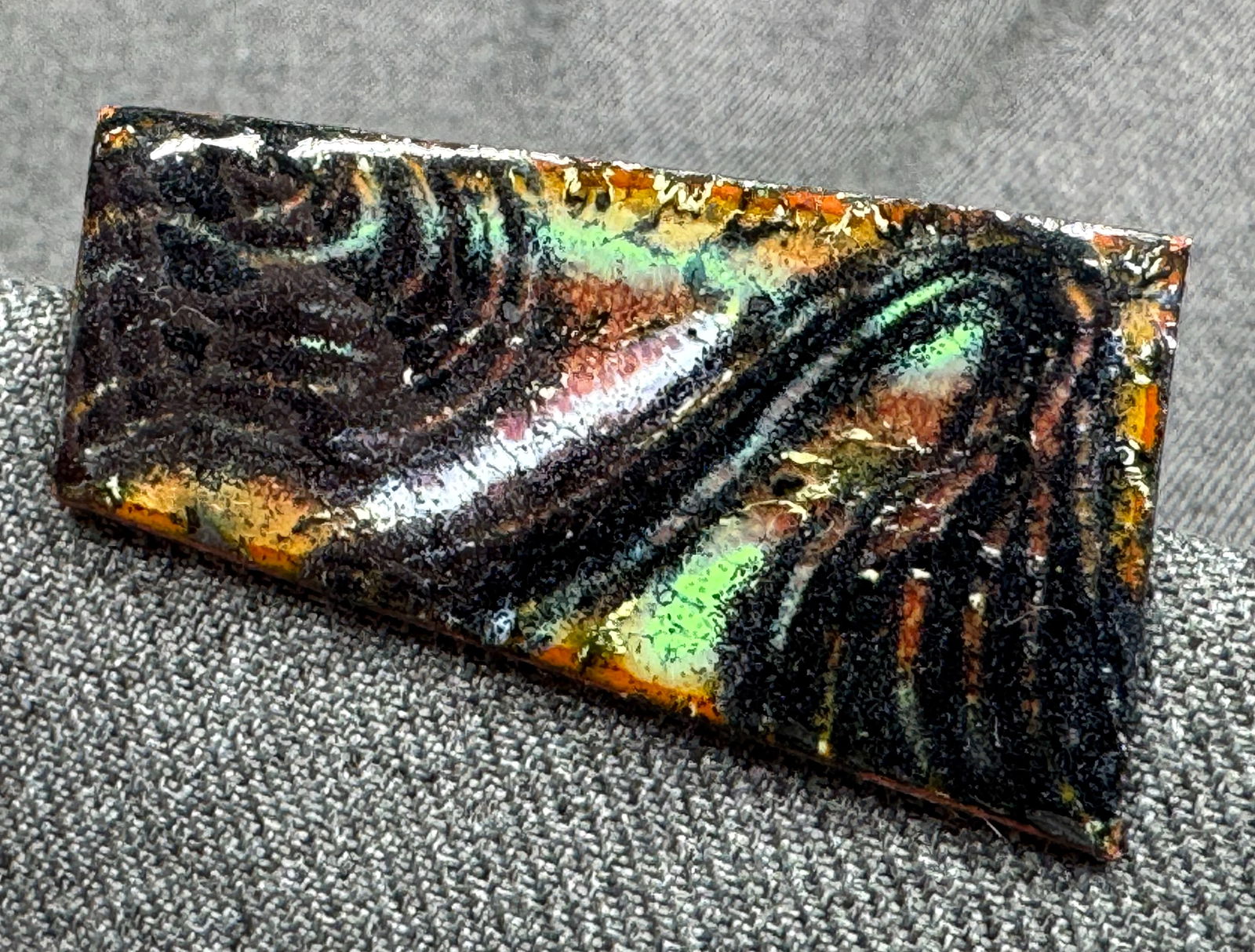 Vintage MCM L. Tarachas enamel on copper tsunami brooch pin (1 of 5)