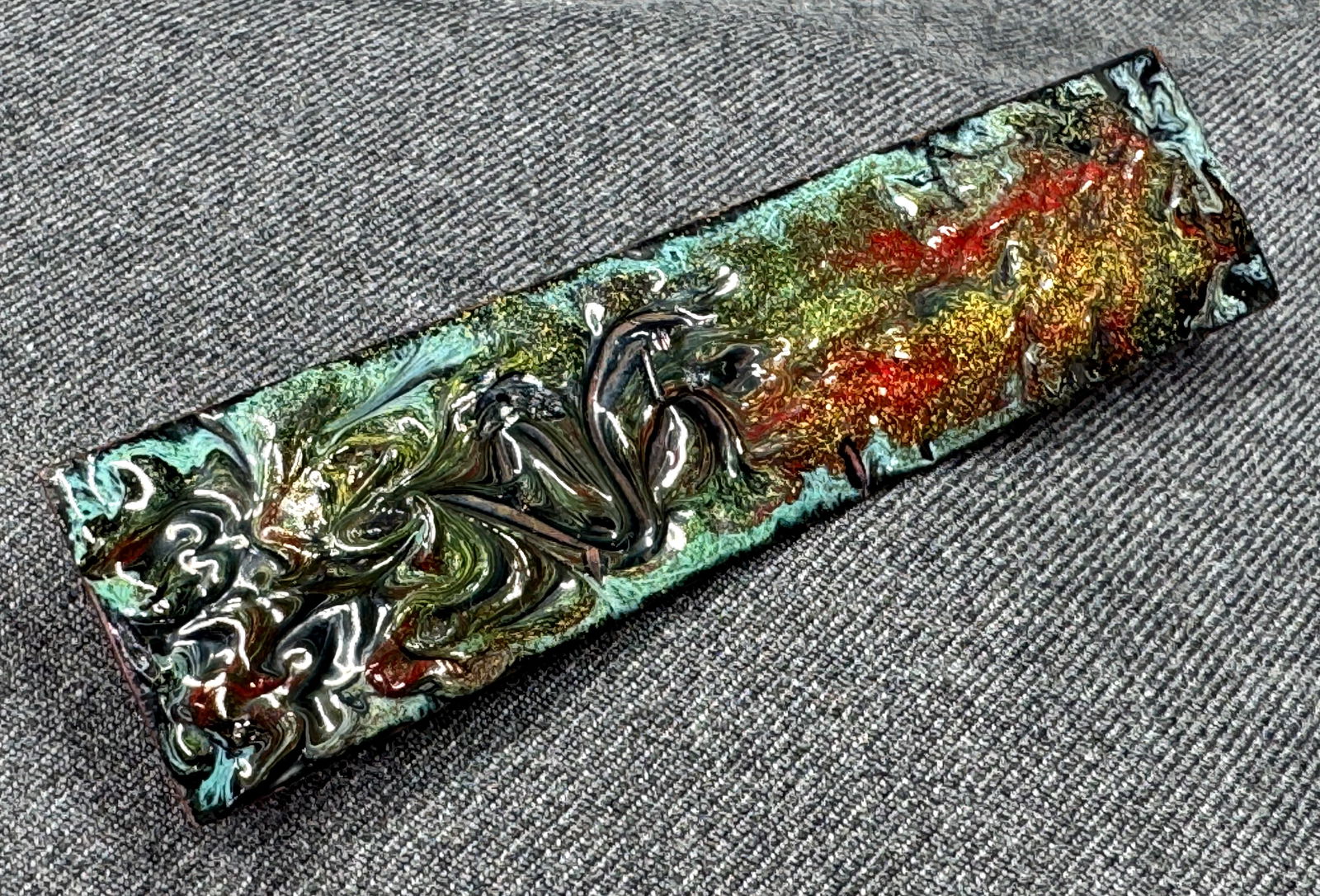 Vintage MCM L. Tarachas enamel on copper fire breathing dragon brooch pin: IN HOUSE FLAT SHIPPING & HANDLING COST WITHIN ALL THE U.S. : $7 To bypass LiveShipping, and use our In-House shipping service for $7 or shipping combined for multiple lots, please select “Arrange Yo