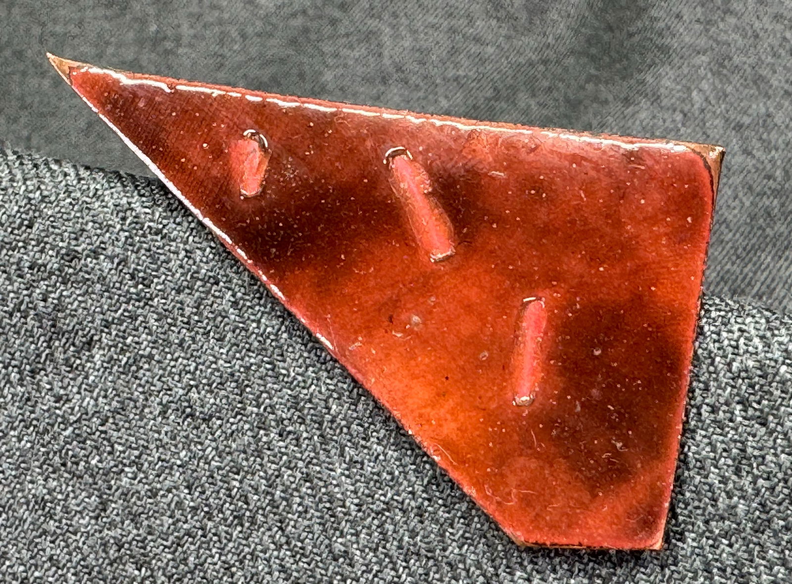 Vintage MCM L. Tarachas enamel on copper lines in brick brooch pin (1 of 5)