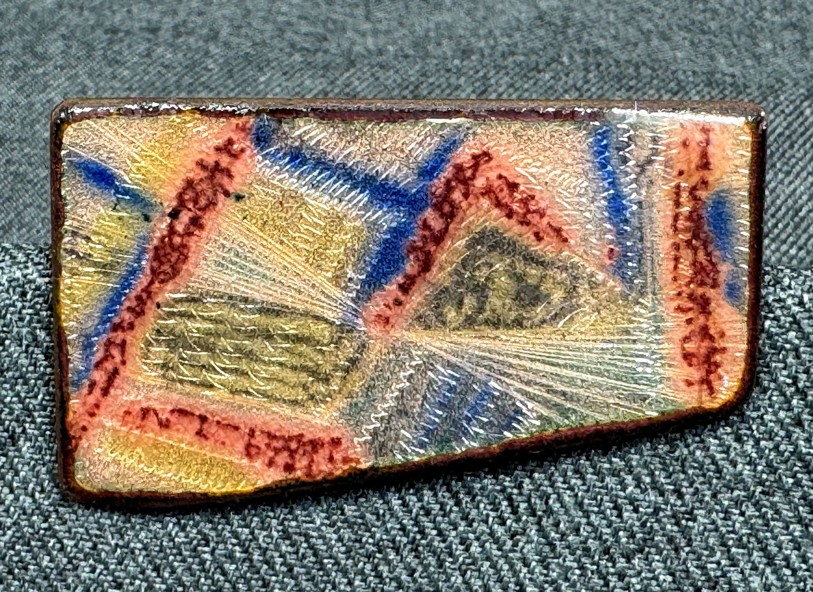 Vintage MCM L. Tarachas enamel on copper life in gleam brooch pin (1 of 5)