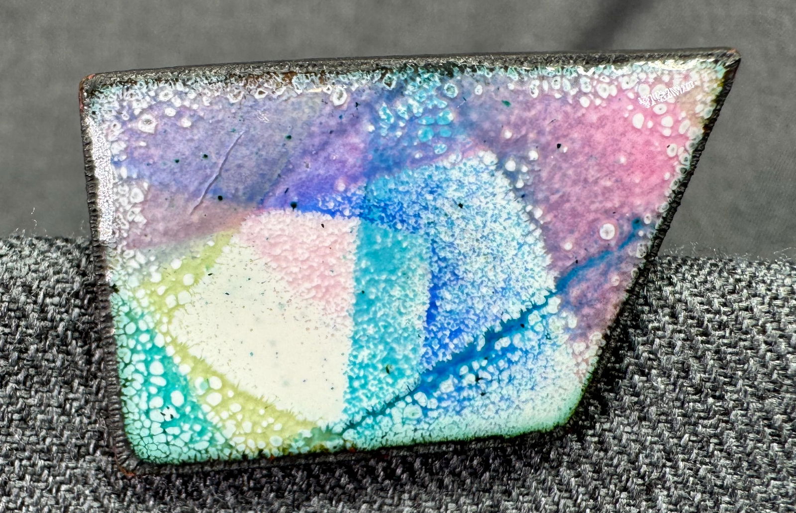 Vintage MCM L. Tarachas enamel on copper life in pastels II brooch pin: IN HOUSE FLAT SHIPPING & HANDLING COST WITHIN ALL THE U.S. : $7 To bypass LiveShipping, and use our In-House shipping service for $7 or shipping combined for multiple lots, please select “Arrange Yo